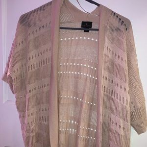 Tan Cardigan With Holes, Size Small
